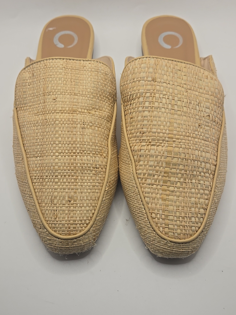 Journee Collection Women's Beige Akza Woven Slip-On Mule Shoe Sz 8 Euro Boho